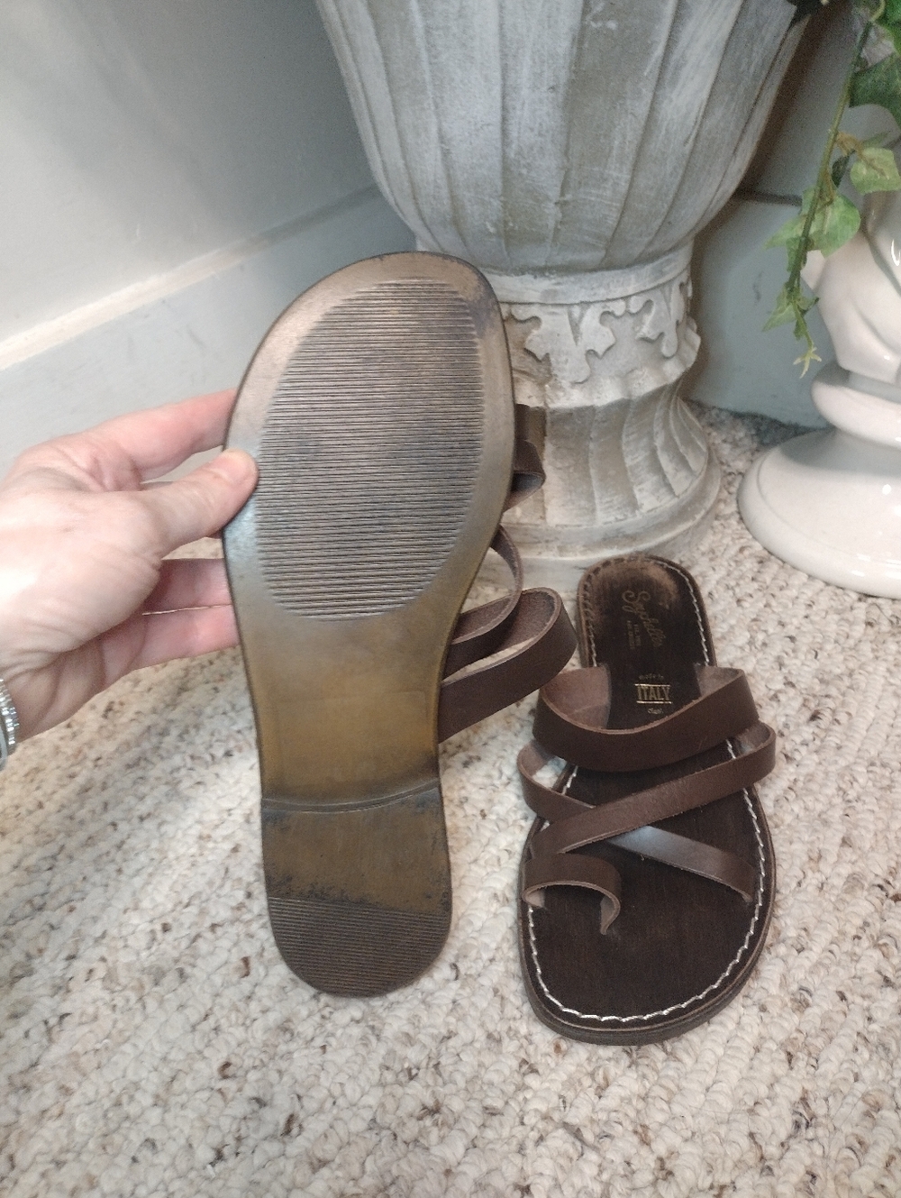 Seychelles "So Precious" Boho Dark Brown Strappy Leather Slide Sandals - Picture 4 of 5